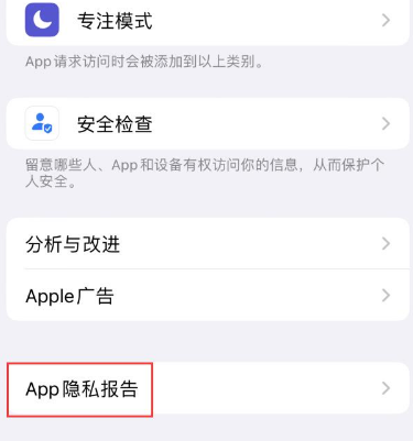 稻城苹果15服务维修分享iPhone15如何开启App隐私报告 