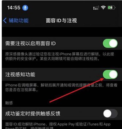 稻城苹果14维修网点分享iPhone14注视感知功能有什么用 